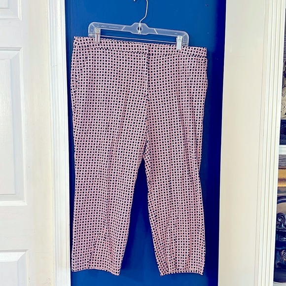Women’s Counterpart Cropped Pink & Black Lattice Print Pants Size 16 - Picture 1 of 6